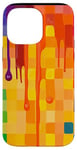 Coque pour iPhone 14 Pro Max Orange Abstrait Carreaux Arc-en-ciel Pride Art