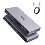 Docking Station Dual Monitor HDMI, Laptop Dock 3 Monitors with 100cm Cable 2 HDMI DisplayPort, USB & USB C 3.1 (10Gbps)/3*USB 3.0(5Gbps) PD 100W, Ethernet, RJ45, Audio SD/TF for Surface Dell HP Lenovo