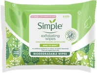 Simple Kind to Skin Exfoliating Hypoallergenic Biodegradable Facial Wipes for 20