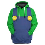 Mario Luigi Peach Bowser Donkey Kong Kostym för Vuxna Unisex Hoodie Långärmad Sweatshirt Super Mario Bros Film Hoodie Cosplay Kostymer Luigi Luigi M