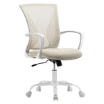 Songmics OBN022K01 Fauteuil de Bureau, Chaise Ergonomique, Pivotant, Réglable en Hauteur, Mécanisme d’Inclinaison, Siège et Dossier en Toile Respirante, Plastique, Beige Cappuccino, 49 51 (96-104) cm