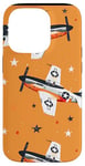 Coque pour iPhone 14 Pro Drapeau américain minimaliste orange tropical P-51 Mustang de la Seconde Guerre mondiale