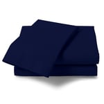 Drap Plat uni Double Infroissable en Percale - Résistant au rétrécissement et à la décoloration - Bleu Marine