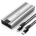 Inateck M.2 NVMe Enclosure, USB 3.2 Gen 2 with 10Gbps Transmission, M.2 SATA and NVMe SSD Supported (2242, 2260, 2280) with USB A to C and USB C to C Cable, Tool-Free, FE2025