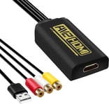 Câble Convertisseur 3 Rca Vers Hdmi, Câble Av Vers Hdmi Avec Câble D'alimentation Usb Audio Video Upscaler Pal/Ntsc, Compatible Avec Nintendo Xbox Ps4 Ps3 Hdtv Stb Vcr Blu-Ray Dvd (Noir Femelle)