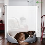 VOUNOT Barrière de Sécurité Rétractable 0 à 180cm pour Enfant et Chiens Filet de Protection Extensible Opération à Une Main pour Extérieur Intérieur Porte Escaliers et Couloirs Blanc