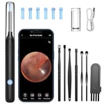 LMECHN Ear Wax Removal, Ear Cleaner with Camera, Ear Wax Removal Kit with 1080P, Ear Camera Otoscope with LED Light, Ear Cleaning Kit for iPhone, iPad, Android Phones-Black