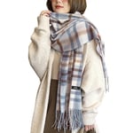 Gebell Women Tartan Scarf - Winter Plaid Blanket Scarves Long Soft Warm Tartan Check Scarfs Ladies Wool Spinning Tassel Shawl Stole UK