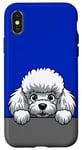 Coque pour iPhone X/XS Caniche blanc mignon qui regarde un chiot amusant pour les amoureux des chiens