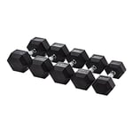 JK FITNESS Diamond Haltère en Caoutchouc Hexagonal 4 kg Unisexe Adulte, Noir, Unique