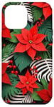 Coque pour iPhone 14 Plus Red Poinsettia Winter Christmas Botanical Xmas Flower