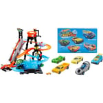 Hot Wheels City Station de Lavage Ultime, Coffret de Jeu avec Pistes pour Changer la Couleur des Voitures + 5 véhicules Color Shifters, Lot de Voitures Miniatures changeant de Couleur dans l'eau