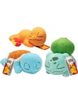 Pokemon Sleeping Squirtle Charmander & Bulbasaur Plush 3-Pack