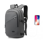 KONO Grey Water-Resistant Tech Backpack with USB Charging Port - 15.6 Inch Lapto