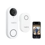 Reolink 5MP Sonnette Connectée Caméra Wi-Fi avec Chime, Vue 3:4 Tête aux Pieds, Wi-Fi 5/2,4 GHz, Audio Bidirectionnel, Détection Colis/Personne, Étanche, Compatible NVR Reolink (Filaire, Version 2024)