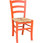 Okaffarefatto - Chaise en bois orange Venise avec assise en paille de riz