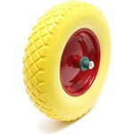 Roue - Pneu de brouette 4.8/ 4.00-8 avec Axe jaune Increvable Charge jusqu’à 160 kg - 51258