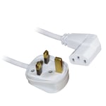 5M White Right Angled IEC Power Mains Lead Cable C13 Kettle Connector - SENT NOW