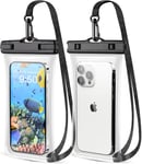 Pochette Étanche Smartphone [Lot De 2], Sac Étanche Ipx8 Pour Téléphone [Ca E 3d Sans Soudure] Coque Waterproof Pour Iphone 15 Pro 14 13 Galaxy S24 S23 Ultra, Jusqu'à 6.9