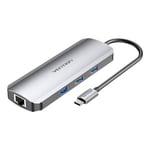 USB-C dockningsstation till HDMI, 3x USB3.0, RJ45, SD, TF, PD 0,15m Ventilation TOKHB (grå)