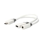 USB-C Adapter | USB 2.0 | USB-C Hane | USB-C Hona / 3.5 mm Hona | 0.10 m | Rund | Guldplaterad | PVC | Vit | Låda