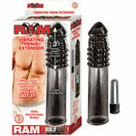 Ram Vibrating 3" Penis Length Ribbed Extender Sheath Black Cock Sleeve Bullet