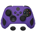 PlayVital Scorpion Edition Two-Tone Anti-Slip Silicone Case Cover for Xbox Series X/S Controller, Soft Rubber Case for Xbox Core Controller with Thumb Grip Caps - Purple & Black