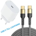 2 Meter + USB-adapter 20W USB-C lightning-kabel Laddare 1st Adapter - 1st Sladd