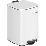 Poubelle de Cuisine, Poubelle 20 L, Poubelle à Pédale en Acier, avec Seau Intérieur, Fermeture Douce et Maintien en Ouverture, Blanc