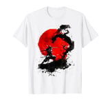 Japanese Samurai Warrior Japanese Dragon Red Moon Japan T-Shirt