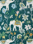 John Lewis Elephant Safari Wallpaper, Eucalyptus