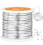 VynyQoo 3mm Fil De Fer Souple Loisir Creatif, 12M Argent Flexible et Pliable Fil Aluminium, Pour Les Sculptures DIY, Modelage, Fabrication De Bijoux, Création De Fleurs et Tissage de Fil