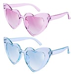 Ainiv 2 Paires Lunettes Coeur, Lunettes Forme de Cœur Oeil de Chat Vintage, Écran Solaire UV400 et Protection UV Lunettes pour Shopping Voyages Costume de Mariage Accessoires (Violet + Bleu)