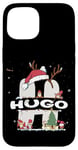 Coque pour iPhone 15 Chemise de Noël Hugo avec nom Hugo pour Noël amusant