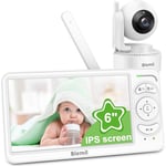 Blemil Baby Monitor with Camera and Audio, 6'' IPS Screen Baby Camera Monitor No WiFi, 30-Hrs Battery, ECO, Night Vision,2-Way Talk, Travel Video Baby Monitor Portable