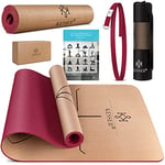 KESSER® Tapis de Yoga en liège Sangle, Sac de Transport et Bloc de Yoga Inclus Tapis de Gymnastique Tapis de Yoga antidérapant, Tapis d'entraînement pour Le Fitness Tapis de Sport