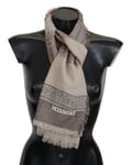 MISSONI Scarf Brown Beige Wool Knit Neck Wrap Fringe Shawl 180cm x 66cm