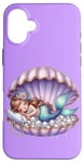 Coque pour iPhone 16 Plus Sirène Lilas Violet Sleepy Coquillage Sous L'eau