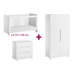 Vox Chambre bébé complète Ova blanc : lit 70x140, commode, armoire