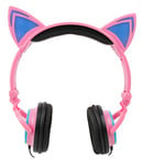 DURAGADGET Kids' Cat Ear LED Light Up Headphones (Pink) - Compatible with Samsung Galaxy Tab A7 | Tab A7 Lite | Tab A8 | Tab A 10.1 | Tab S6 Lite Tablets