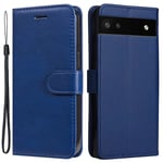 Housse Pour Google Pixel 6a 5g - Etui Coque Pochette Portefeuille + Film Ecran - Bleu