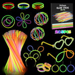 Vicloon Glow Stick,235pcs Bracelets Fluorescents Lumineux Glow avec Connecteurs pour Faire des Colliers et des Bracelets pour Carnaval,Fête