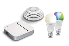 Bosch Smart Home & LEDVANCE Kit de démarrage pour détecteur de fumée avec Fonction Application et Lampes LED intégrées (Compatible avec Apple HomeKit)