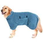 PETTOM Peignoir de Bain pour Petit Chien Chat Super Absorbante, Peignoir Chien en Microfibre, Serviette Chien pour Séchage après Baignade, Bain ou Sortie sous la Pluie (Deep Blue, XS)