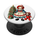 Raggedy Ann Obtient une poupée jouet le jour de Noël PopSockets PopGrip Adhésif