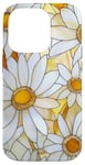 Coque pour iPhone 14 Pro Accessoire de téléphone style vitrail en forme de marguerites fleuries