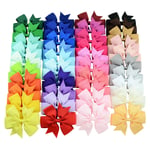 40pcs/set Colored Baby Girls Kids Ribbon Hair Clip Alligator Bows Clips School