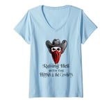 Womens Raisin' Hell With The Hippies & The Cowboys V-Neck T-Shirt