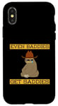 Coque pour iPhone X/XS Even Baddies Get Saddies Funny Sloth Cowboy Humour