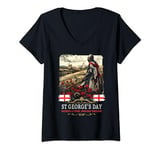 Womens St Georges Day Outfit Idea For Women & Novelty English Flag V-Neck T-Shirt